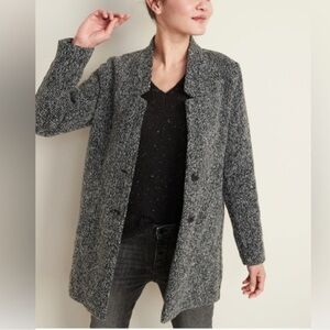 Old Navy Women's Textured Boucle Charcoal Oversized Pea Coat XXL